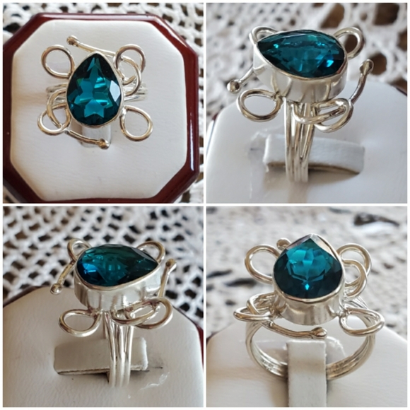 Genuine 4ct Teal Apatite Ring Size 9 - Picture 2 of 7